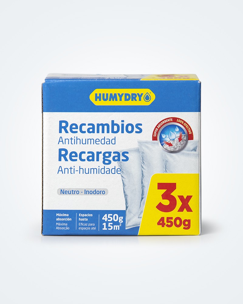 Humydry Recambios Antihumedad 3x450g para deshumidificador