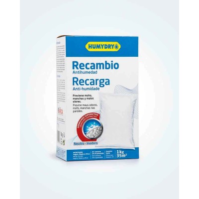 Humydry recambio antihumedad 1kg para deshumidificador.