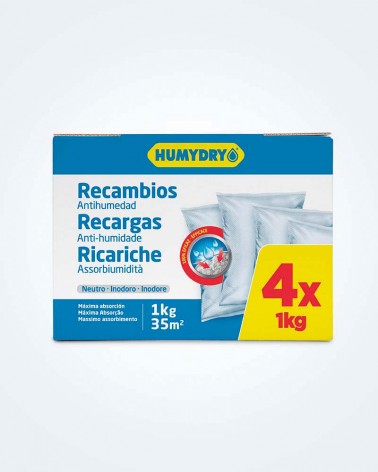 Pack de 4 recambios antihumedad para aparatos Humydry grandes