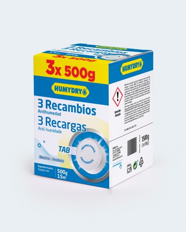 Humydry Recambios antihumedad en tableta 3x500g