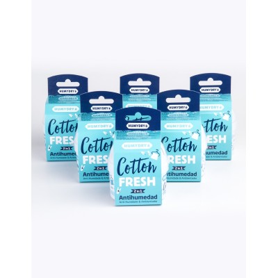 Pack de 6 mini deshumidificadores y ambientadores aroma cotton Humydry