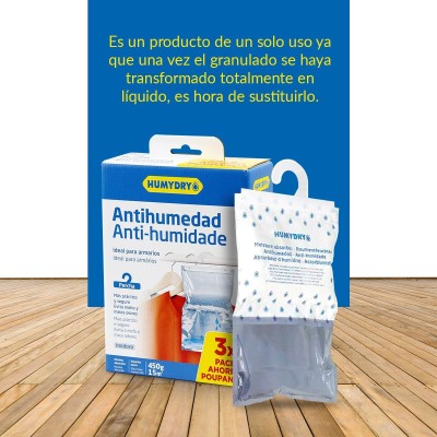 Antihumedad colgable ideal para eliminar la humedad en el armario