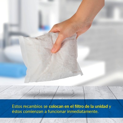 El recambio antihumedad siempre debe se utilizado con un deshumidificador de igual capacidad