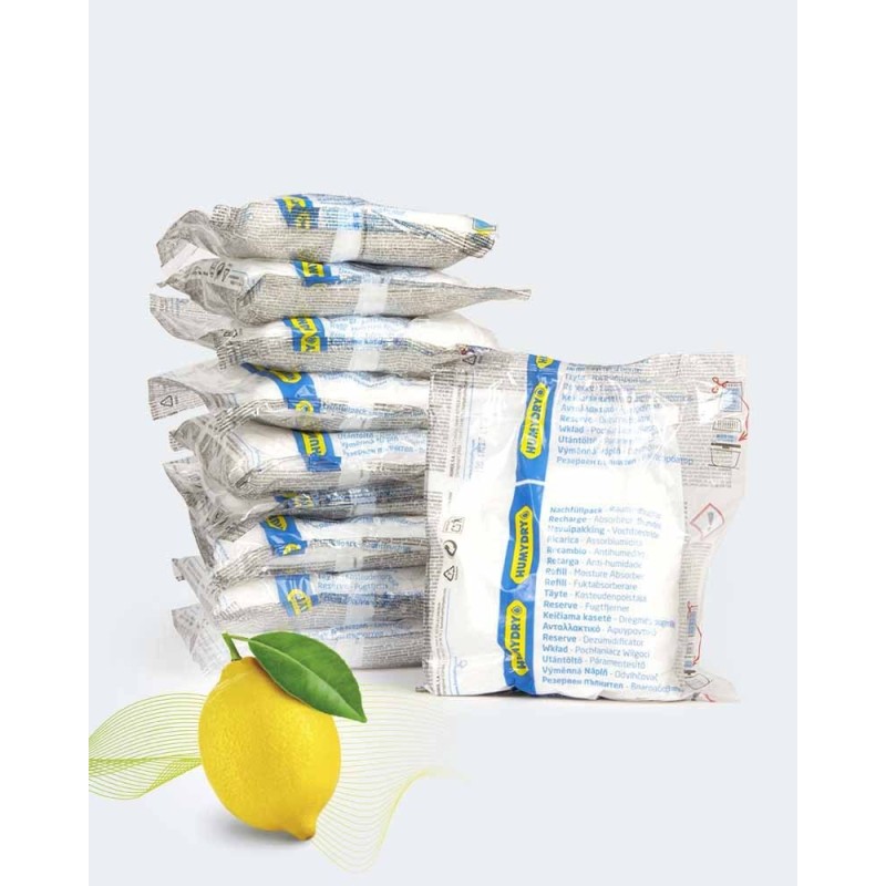 Lote Humydry 10 recambios antihumedad 450g para deshumidificador aroma limón