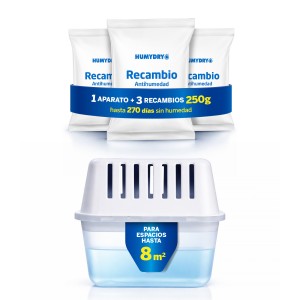 Lote Antihumedad Humydry Compact 250g + 3 recambios