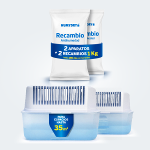 Lote 2 Deshumidificadores Humydry 1 kg + 2 Recambios