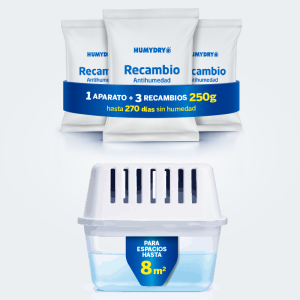 Lote Antihumedad Humydry Compact 250g + 3 recambios