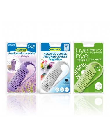 Pack de tres clips ambientadores y neutralizador de olores