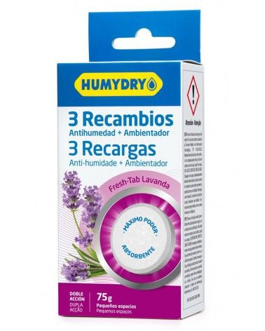 Pack de 3 recambios antihumedad en tableta de 75g aroma lavanda