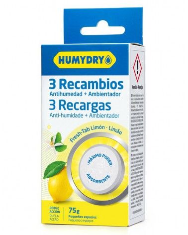 Pack de 3 recambios antihumedad en tableta de 75g aroma limón