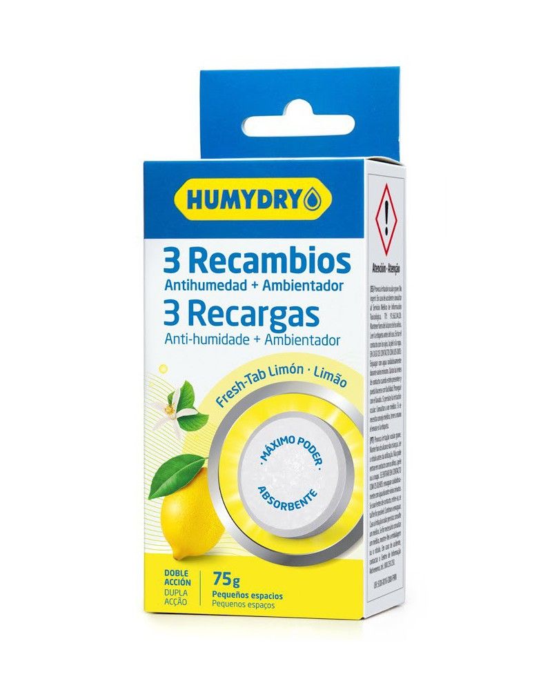 Pack de 3 recambios antihumedad en tableta de 75g aroma limón